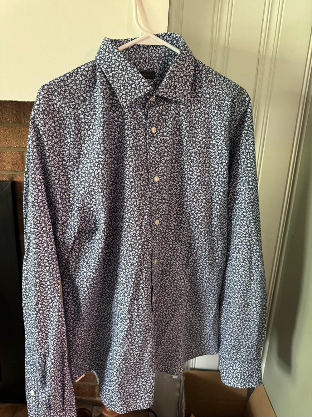 Saks Fifth Avenue Navy Floral-Print Button-Down Shirt